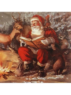 Салфетка новогодняя для декупажа Санта с книгой,  33х33 см, Германия