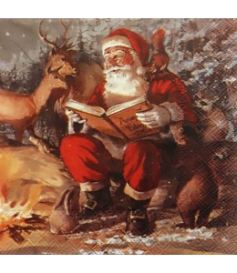 Салфетка для декупажа IHR-102639 "Санта с книгой", 33х33 см, Германия