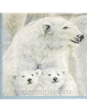 Салфетка для декупажа IHR-102658 "Белые медведи", 33х33 см, Германия