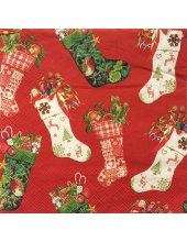 Салфетка для декупажа IHR-225317 "Рождественские носки",  33х33 см, Германия