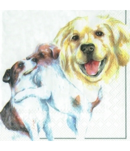 Салфетка для декупажа "Собаки" белый фон, 33х33 см, Германия