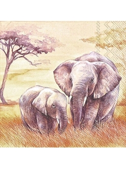 Салфетка для декупажа Слоны, Парк Савути, 33х33 см, Германия