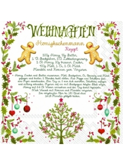 Салфетка для декупажа Рождественская выпечка, рецепт, 33х33 см, Германия