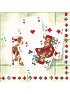 Салфетка для декупажа Игральные карты, кремовый фон, 33х33 см