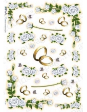 Рисовая бумага Love2Art 0097, "Обручальные кольца и роза", 32х45см, Kalit (Италия)
