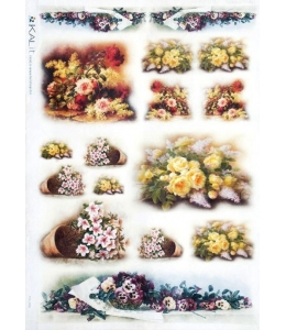 Рисовая бумага Love2Art 0042, "Букеты цветов", 32х45см, Kalit (Италия)