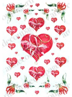 Рисовая бумага Love2Art Сердце и орхидеи, 32х45см, Kalit Италия