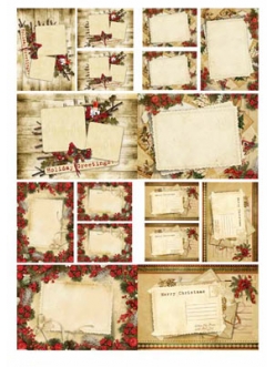 Рисовая бумага для декупажа "Новогодние открытки", 32х45см