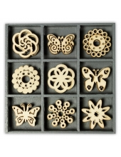 Набор декоративных элементов из дерева "Бабочки и цветочки", 45 шт, 22 мм, Knorr prandell 