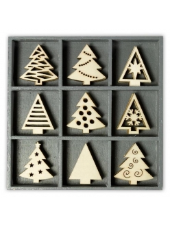 Набор декоративных элементов из дерева "Новогодние елки", 45 шт, 22 мм, Knorr prandell 