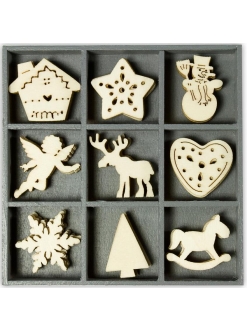 Декоративные плоские фигурки Символы Рождества, 45 шт, 22 мм, Knorr prandell 