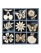 Набор декоративных элементов из дерева "Фрукты и бабочки", 45 шт, 22 мм, Knorr prandell 