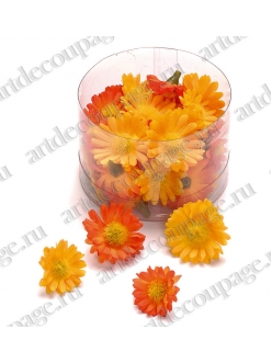 Цветы миниатюрные тканевые Желтые и оранжевые маргаритки, 30 мм, 40 шт., Knorr Prandell