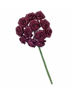 Букет искусственных цветов "Розочки бордовые", 1,5 см, 12 бутонов, Knorr Prandell (Германия)
