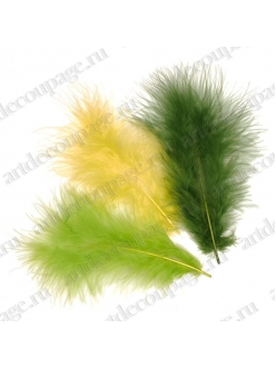 Декоративные перья марабу Желто-зеленый микс, 9 см, 15 шт., Knorr prandell Германия