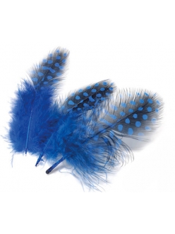 Перья цесарки синие, натуральное перо, 5 см, 20 шт., Knorr Prandell 