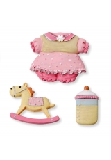 Декоративные элементы "Baby girl", полимерная смола, 3 - 3,5 см, 3 шт, Knorr prandell 