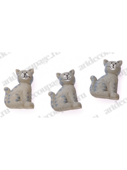 Декоративные фигурки Кошки с клеевым креплением, полимерная смола, 2,5 см, 6 шт