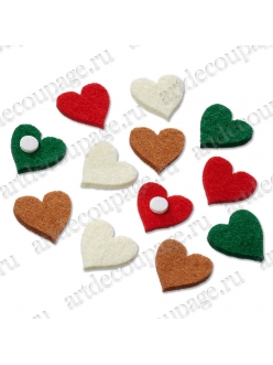 Декоративные элементы Сердечки разноцветные фетровые, клеевое крепление, 2 см, 48 шт., Knorr prandell 