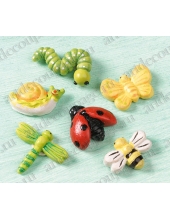 Декоративные фигурки "Летние насекомые" с клеевым креплением, полимерная смола, 2 см, 6 шт, Knorr prandell