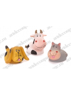 Декоративные фигурки Собачка, кошка, корова, клеевое крепление, полимерная смола, 3 см, 3 шт, Knorr prandell