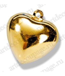 Колокольчики декоративные "Сердце", золотистый металл, 15 мм, 5 шт., Knorr prandell