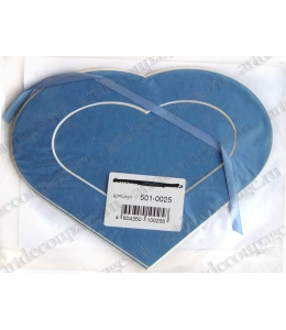 Декоративное паспарту, форма сердце, цвет синий, 19,5-14,5 см