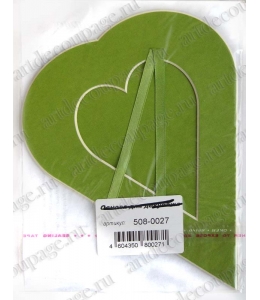 Декоративное паспарту, форма сердце вертикальное, цвет салатовый, 19,5-14,5 см