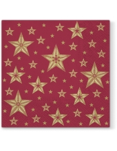 Салфетка для декупажа "Золотые звезды на красном", 33х33 см, Paw (Польша)