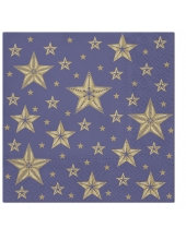 Салфетка для декупажа "Золотые звезды на синем", 33х33 см, Paw (Польша)