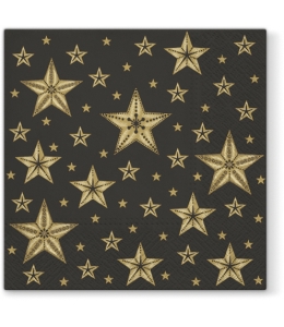 Салфетка для декупажа "Золотые звезды на черном", 33х33 см, Paw (Польша)