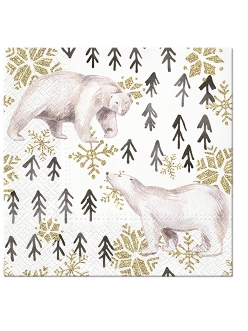 Новогодняя салфетка для декупажа Белые медведи, 33х33 см, Paw (Польша)