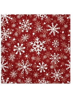 Новогодняя салфетка для декупажа Снежинки на красном, 33х33 см, Paw (Польша)