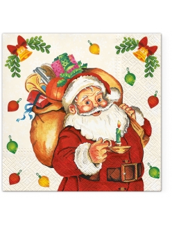 Новогодняя салфетка для декупажа Дед Мороз с подарками, 33х33 см, Paw (Польша)