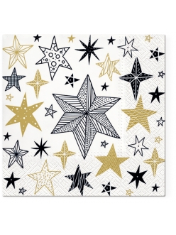 Новогодняя салфетка для декупажа Геометрические звезды, 33х33 см, Paw (Польша)