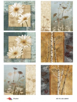 Рисовая бумага для декупажа Цветы и деревья, формат А3, ProArt