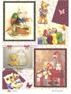 Рисовая бумага R-A3-0071 Детские игрушки, плюшевые мишки, формат А3, ProArt (Россия)