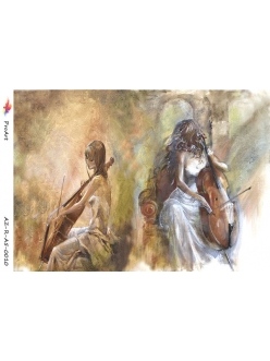 Рисовая бумага для декупажа Девушка с виолончелью, формат А5, ProArt 