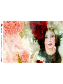 Рисовая бумага для декупажа Девочка и цветы, формат А5, ProArt 
