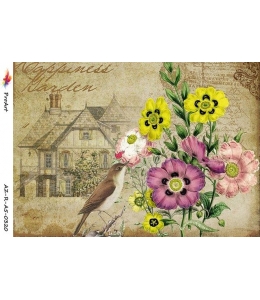 Рисовая бумага R-A5-0320 "Цветы и птица", формат А5, ProArt (Россия)