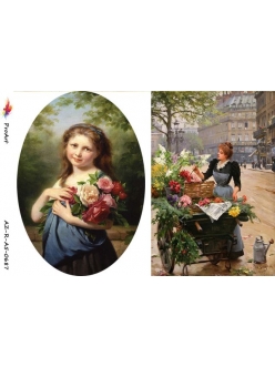 Рисовая бумага для декупажа Девочка с розами, формат А5, ProArt 