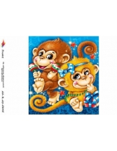 Рисовая бумага R-A5-0845 "Новогодние обезьяны", формат А5, ProArt (Россия)