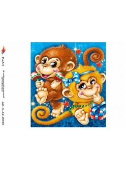 Рисовая бумага для декупажа Новогодние обезьяны, формат А5, ProArt 