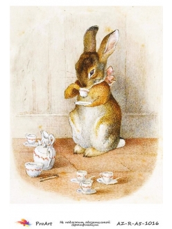 Рисовая бумага для декупажа Кролик с чашкой чая, формат А5, ProArt 