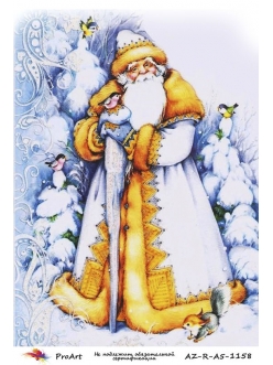 Новогодняя рисовая бумага для декупажа Дед Мороз и птицы, формат А5, ProArt 