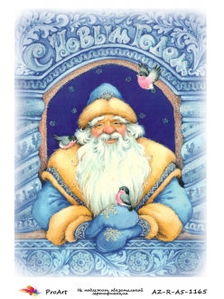 Новогодняя рисовая бумага для декупажа Дед Мороз в окошке, формат А5, ProArt 