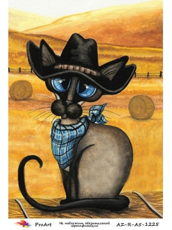 Рисовая бумага для декупажа Кот в ковбойской шляпе, формат А5, ProArt 