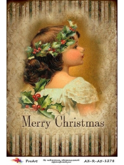 Новогодняя рисовая бумага для декупажа Рождественская девочка, формат А5, ProArt 