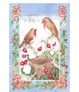 Рисовая бумага NG-067 "Рождество, птицы", формат А5, Россия