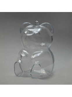 Заготовка ёлочной игрушки Медведь, прозрачный пластик, 10 см, Германия